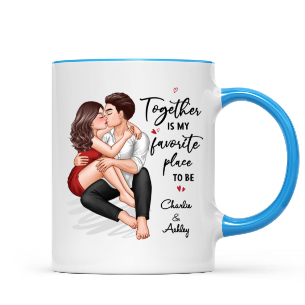 Couple Embrace & Kiss Gift For Him For Her Personalized Mug