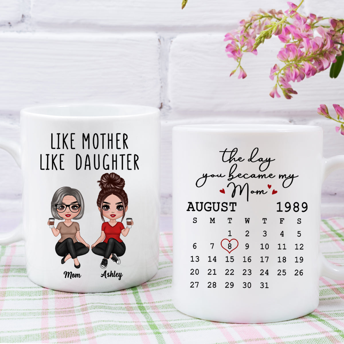 Doll Women Sitting Like Mother Like Daughter Calendar Mother's Day Gift Personalized Mug