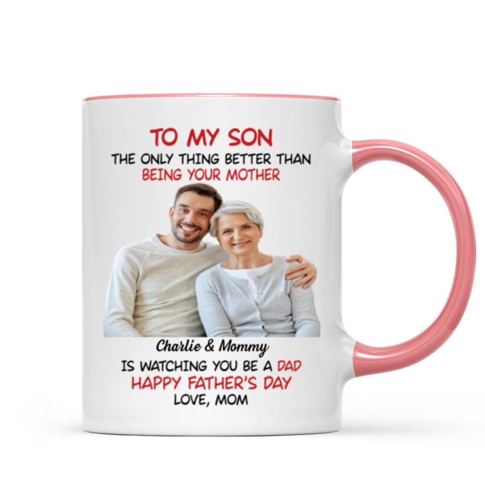 To My Son From Mom Happy Father's Day Photo Insert Personalized Mug