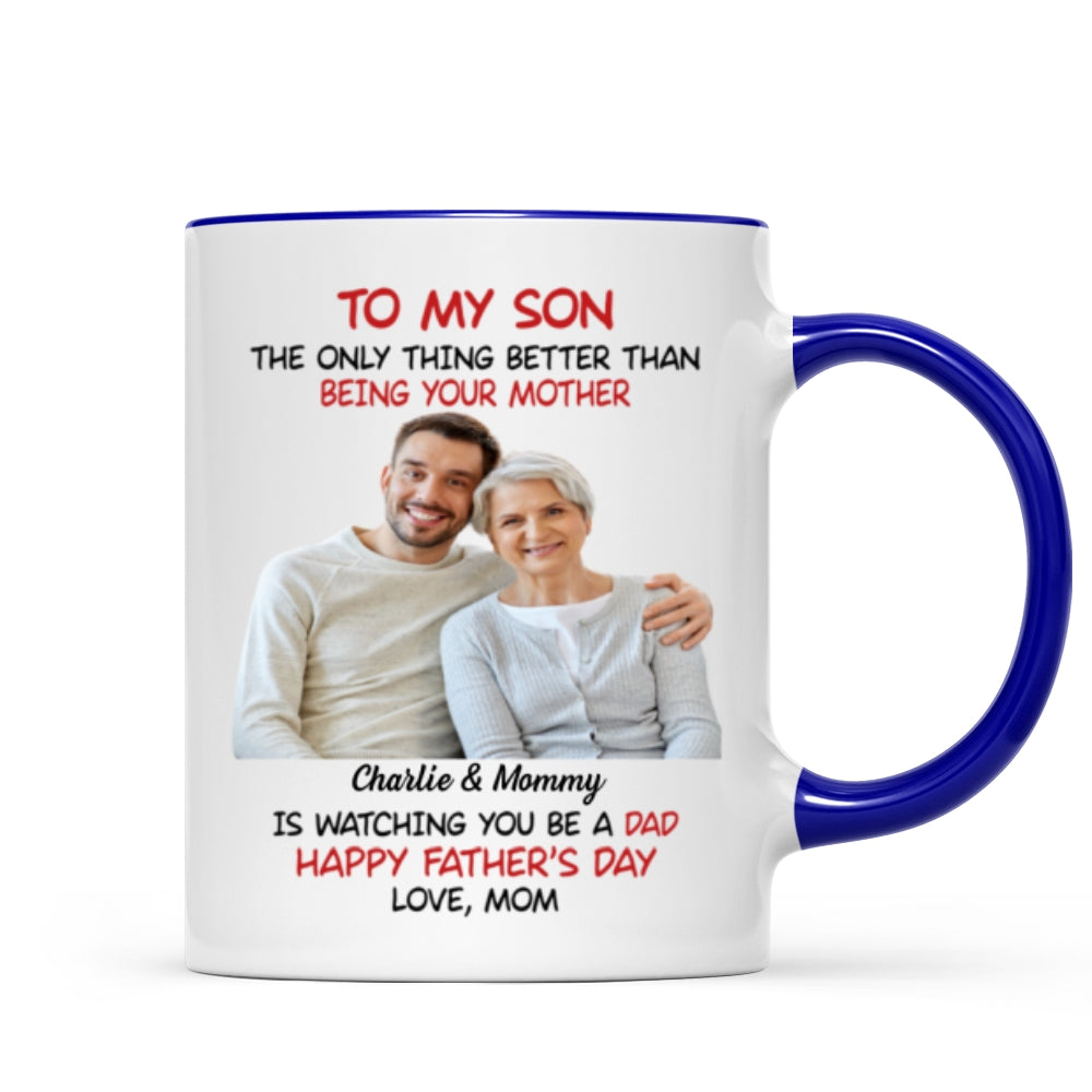To My Son From Mom Happy Father's Day Photo Insert Personalized Mug