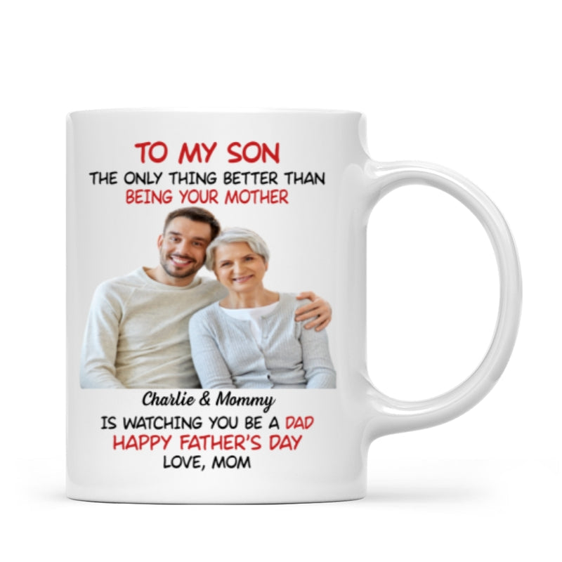 To My Son From Mom Happy Father's Day Photo Insert Personalized Mug