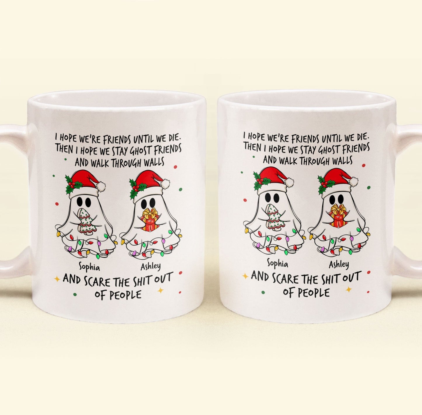 Ghost Friends Christmas Time - Personalized Mug