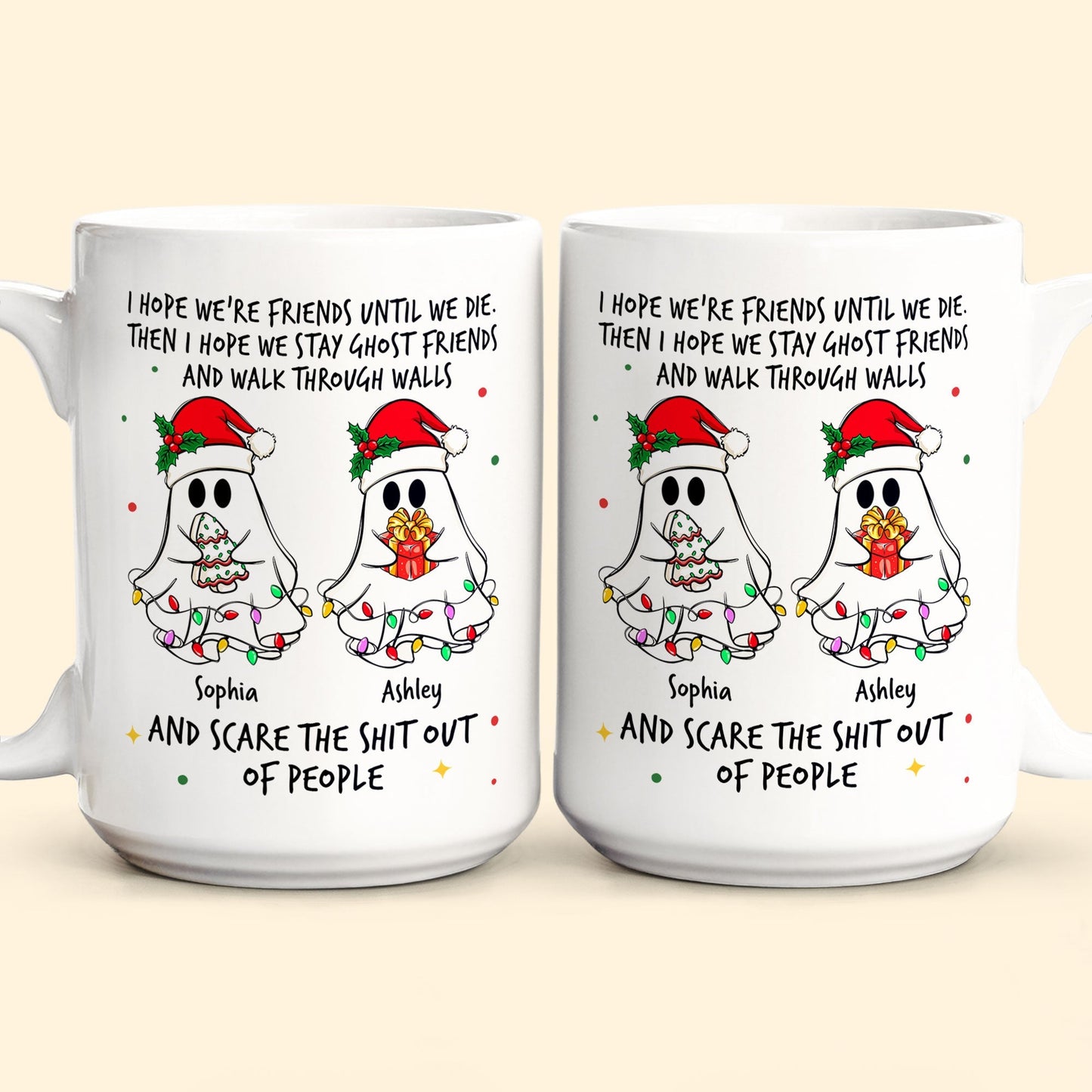 Ghost Friends Christmas Time - Personalized Mug