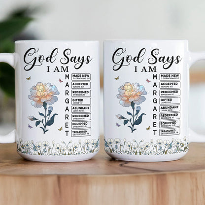 God Says I Am With Name Letter In Bible Christian Gift - Personalized Mug