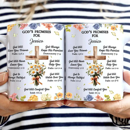 God's Promises Birth Flower Bouquet - Personalized White Edge-to-Edge Mug