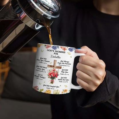 God's Promises Birth Flower Bouquet - Personalized White Edge-to-Edge Mug