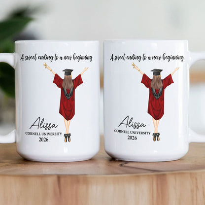 Graduation Mug A Sweet Ending To A New Beginning - Personalized Mug