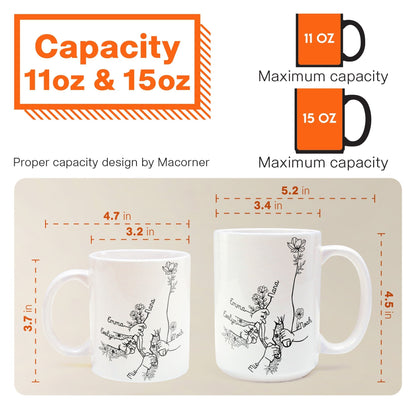 Grandma Grandchildren Holding Hand Floral Pattern - Personalized Mug