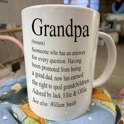 Grandpa, Grandad, Papa Definition - Personalized Accent Mug