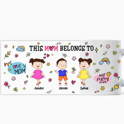 Colorful Kids This Mom Belongs To Personalized Mug