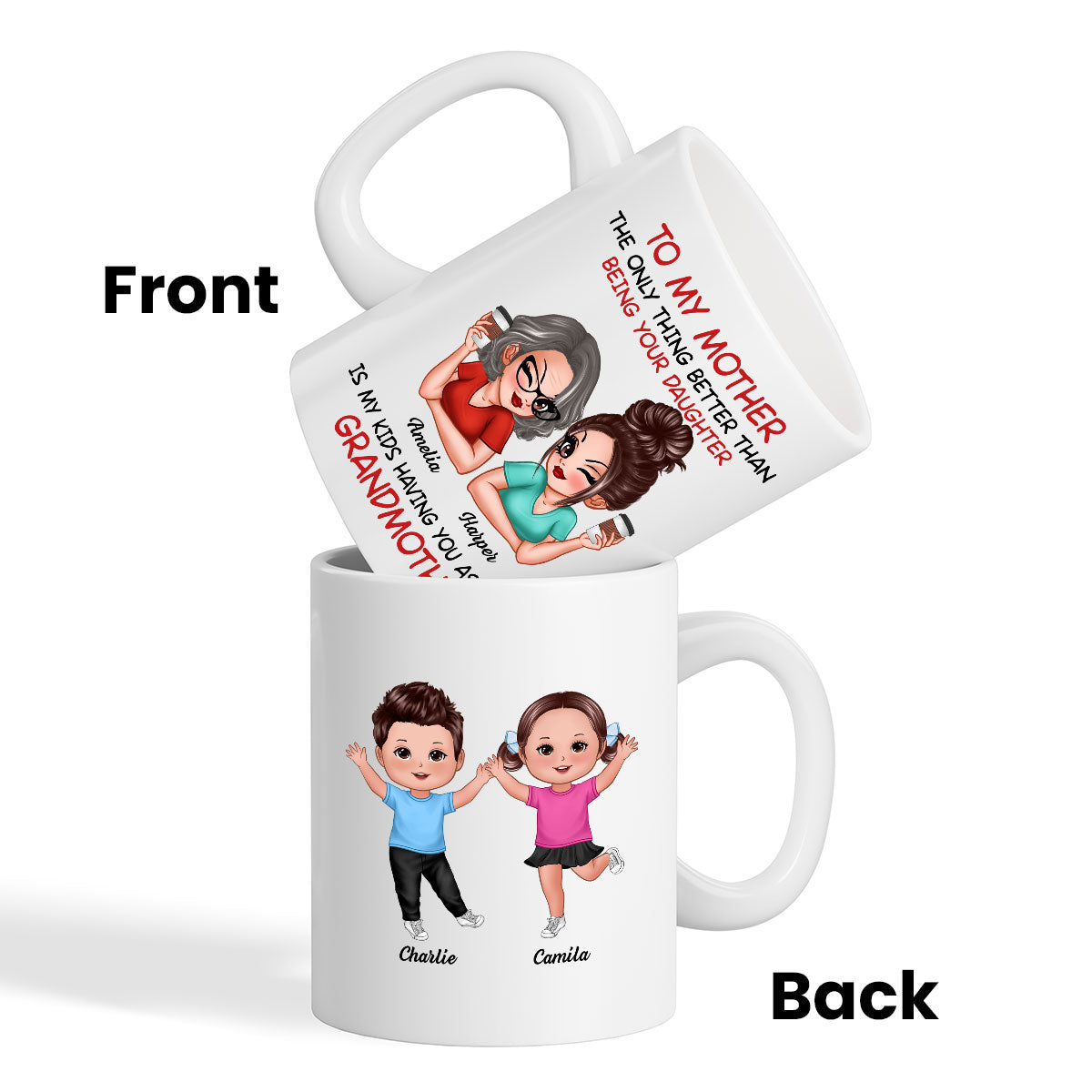 To My Mom Gift From Daughter My Kids Having You As Their Grandmother Personalized Mug