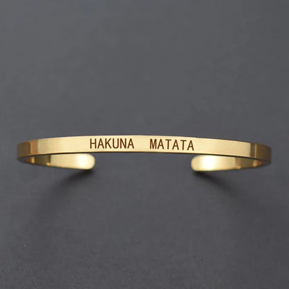 Inspirational Quotes Cuff Bracelet " DON'T WORRY BE HAPPY " Metal Engraved Bracelet