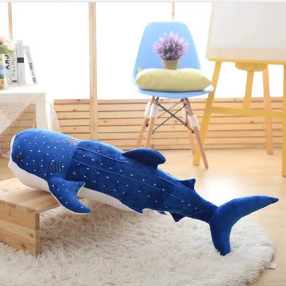 Large Soft Shark Plush Toy - Adorable Blue Whale Pillow for Kids