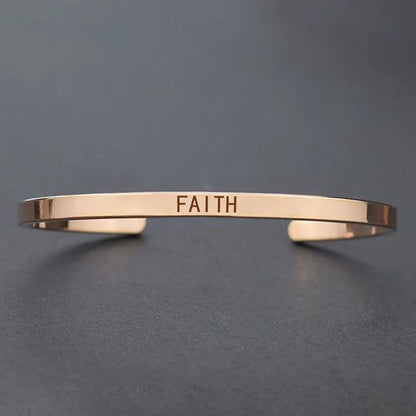 Inspirational Quotes Cuff Bracelet " DON'T WORRY BE HAPPY " Metal Engraved Bracelet