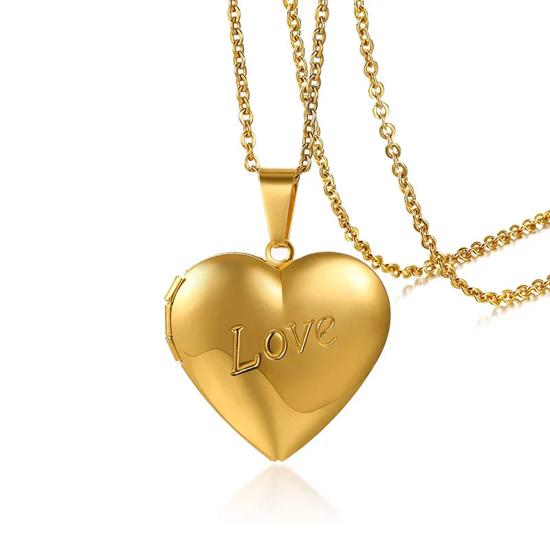 Personalized Heart Locket Necklace with Custom Photo and Name