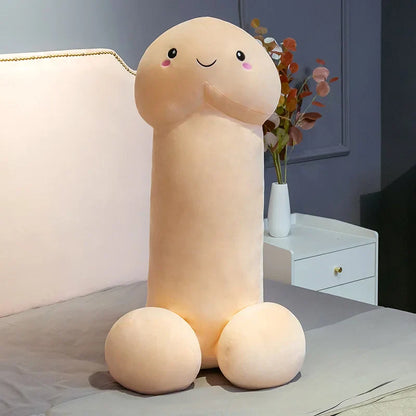 Cute Flesh-Colored Plush Penis Pillow - Soft, Fun Cushion Gift for Girls