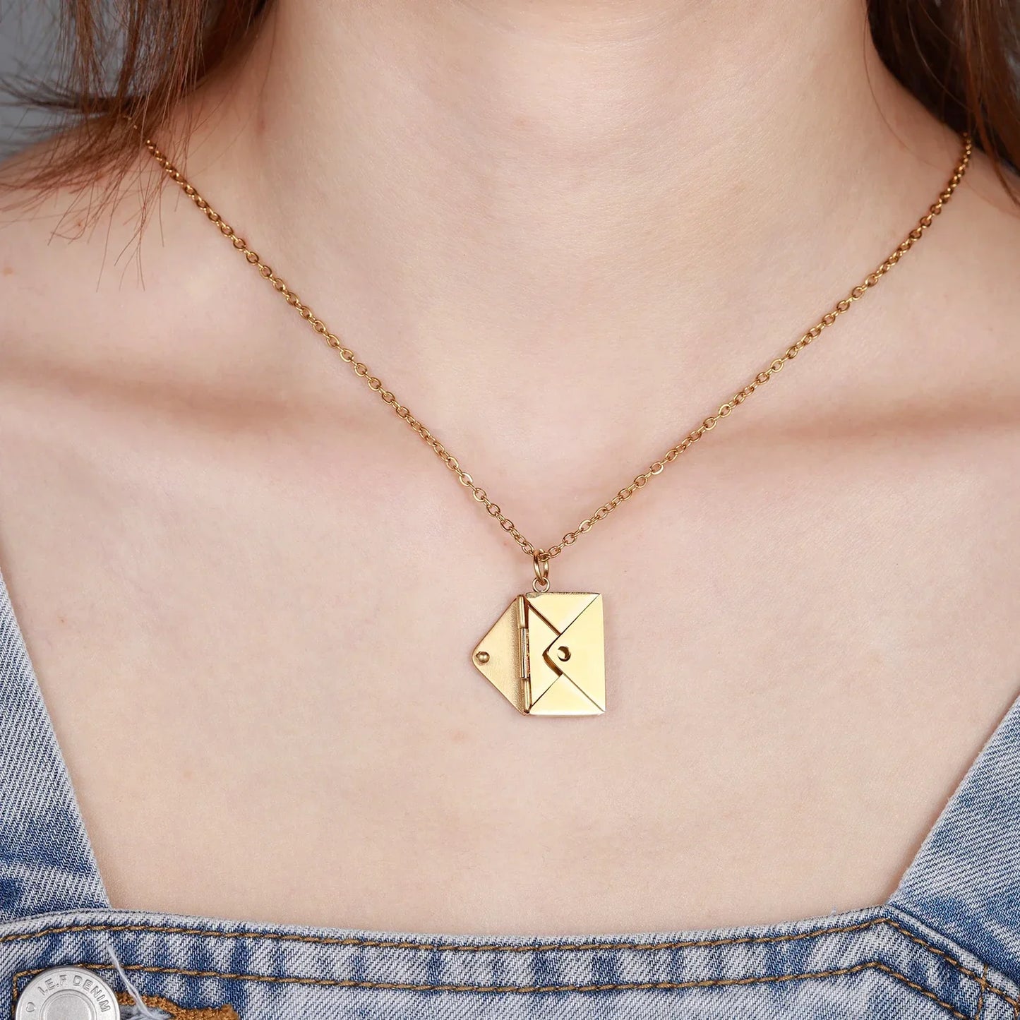 Custom Love Letter Envelope Pendant Necklace