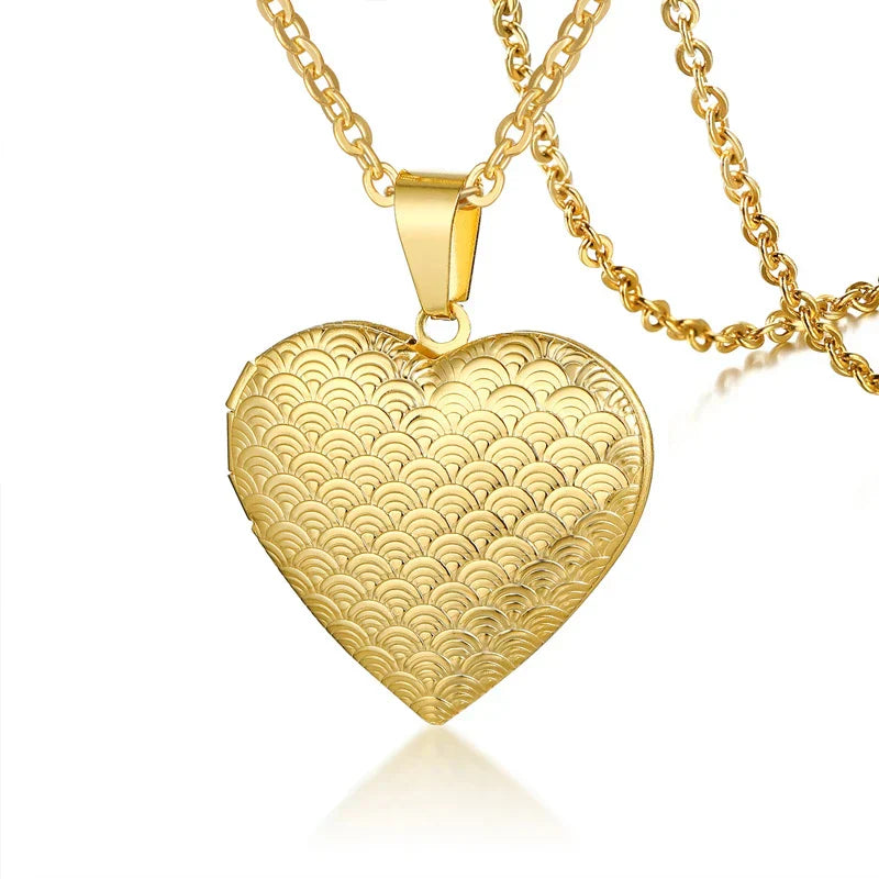 Personalized Heart Locket Necklace with Custom Photo and Name