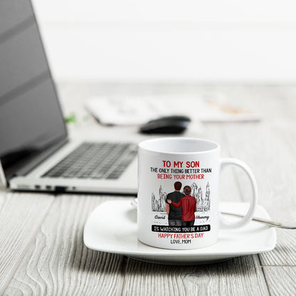 Skyline To My Son From Mom Happy Father's Day Personalized Mug