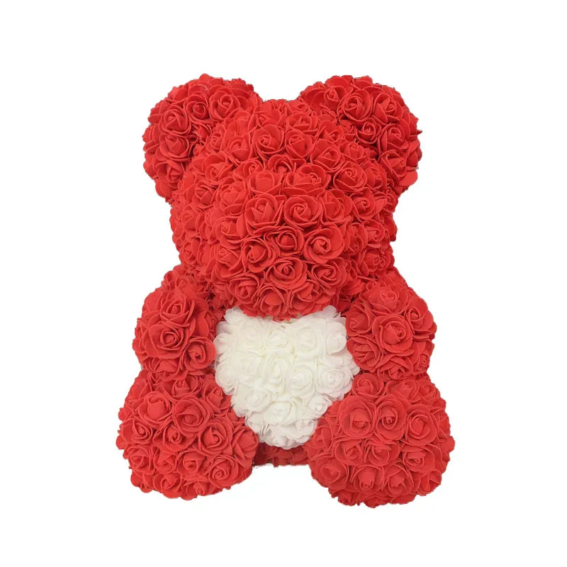 Red Rose Teddy Bear 40cm Artificial Rose Flower Gift
