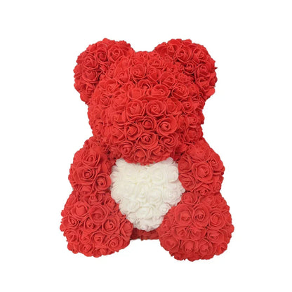Red Rose Teddy Bear 40cm Artificial Rose Flower Gift