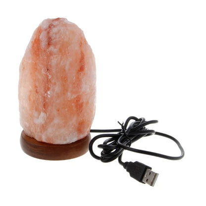 Salt Lamp Natural Hand Carved Wooden Base