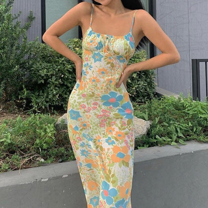 Green Floral Cami Midi Dress