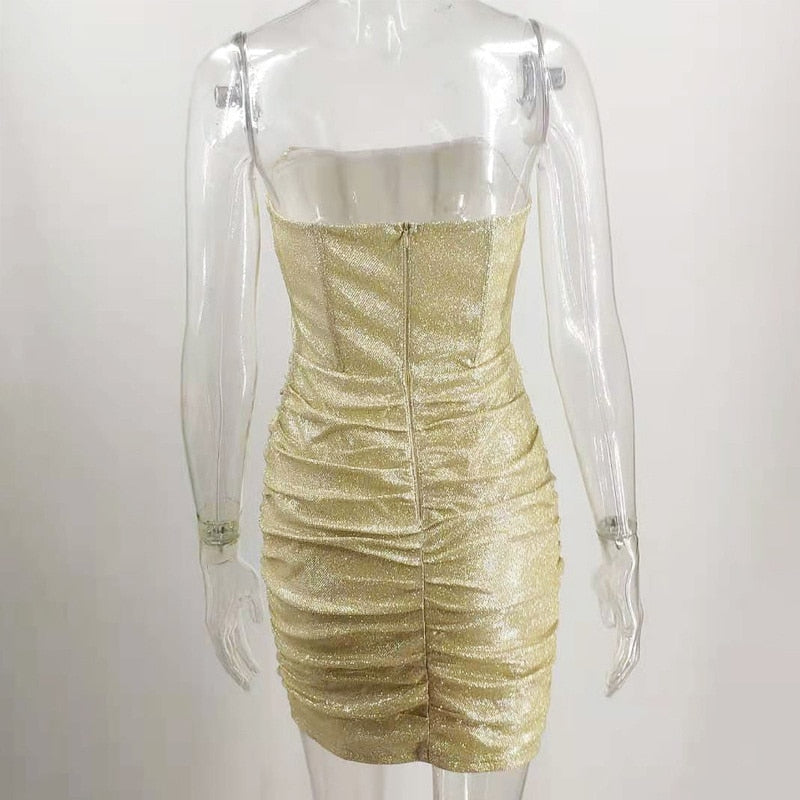 Glitter Strapless Corset Mini Dresses