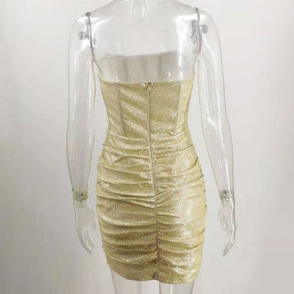 Glitter Strapless Corset Mini Dresses