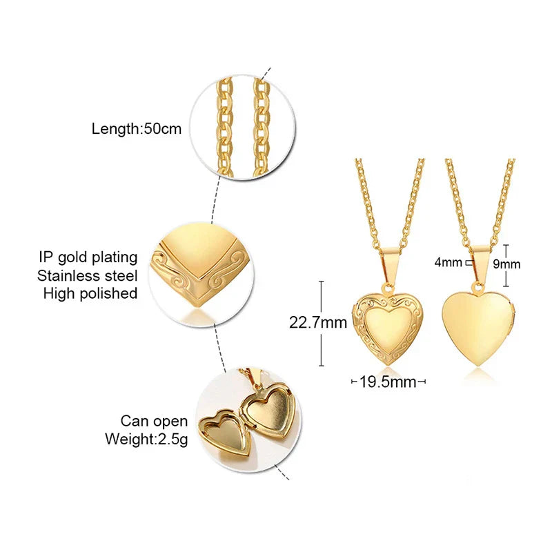 Personalized Heart Locket Necklace with Custom Photo and Name