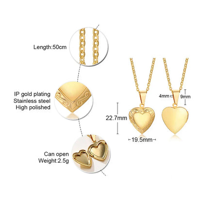 Personalized Heart Locket Necklace with Custom Photo and Name