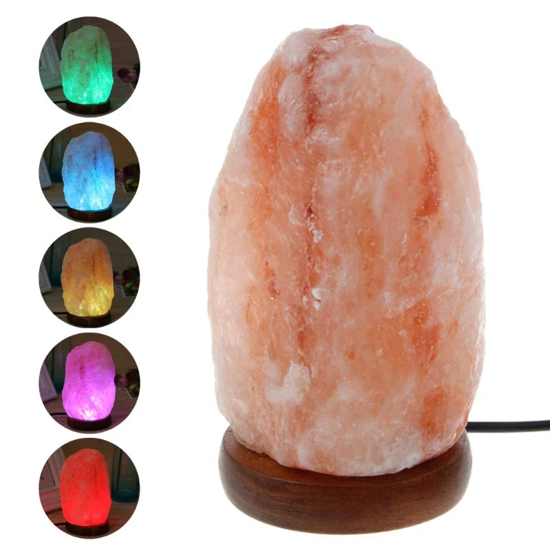 Salt Lamp Natural Hand Carved Wooden Base