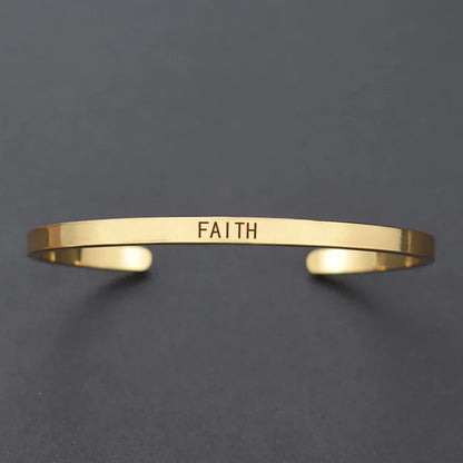 Inspirational Quotes Cuff Bracelet " DON'T WORRY BE HAPPY " Metal Engraved Bracelet