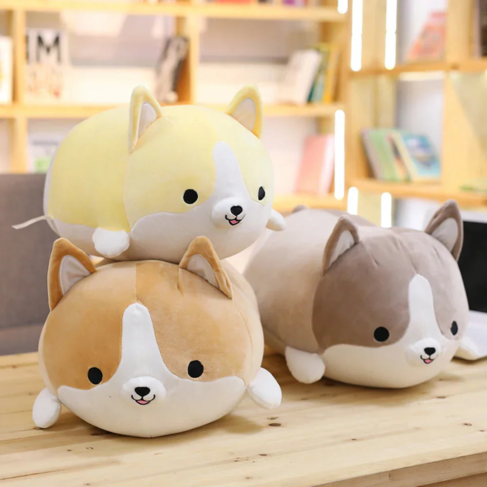 Happy Corgi Plush Dog Pillow Soft Stuffed Toy Gift
