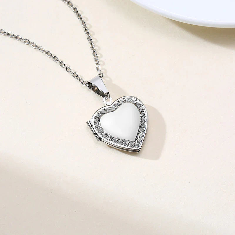 Personalized Heart Locket Necklace with Custom Photo and Name