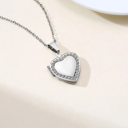 Personalized Heart Locket Necklace with Custom Photo and Name
