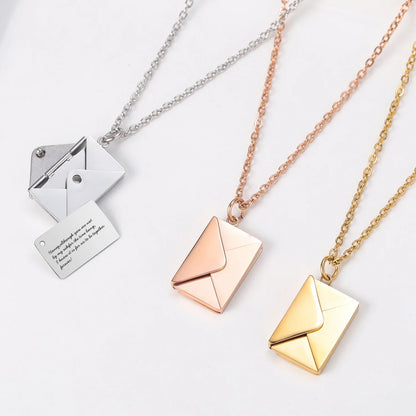 Custom Love Letter Envelope Pendant Necklace