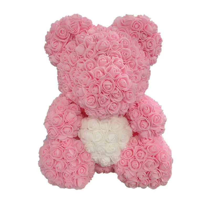 Red Rose Teddy Bear 40cm Artificial Rose Flower Gift