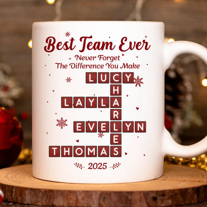 Best Team Ever Crossword Puzzle Art - Personalized Mug - Gift For Coworkers, Colleagues