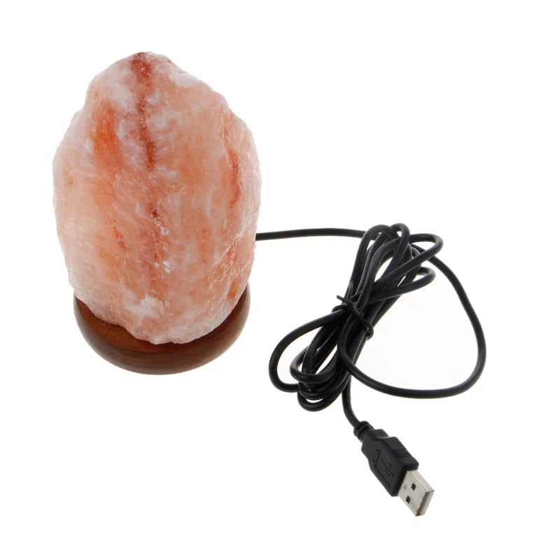 Salt Lamp Natural Hand Carved Wooden Base