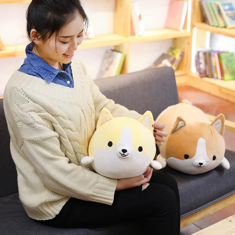 Happy Corgi Plush Dog Pillow Soft Stuffed Toy Gift