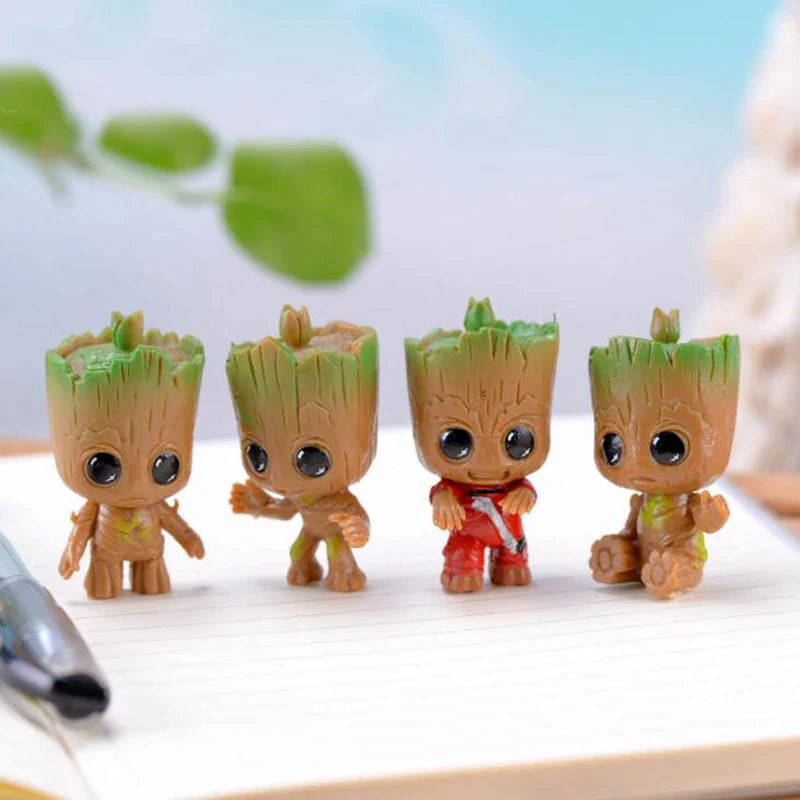 4pcs/set Guardians of The Galaxy Avengers Tiny groot Cute Baby Tree Man Model Figure