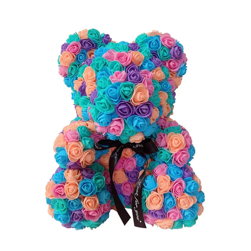 Red Rose Teddy Bear 40cm Artificial Rose Flower Gift