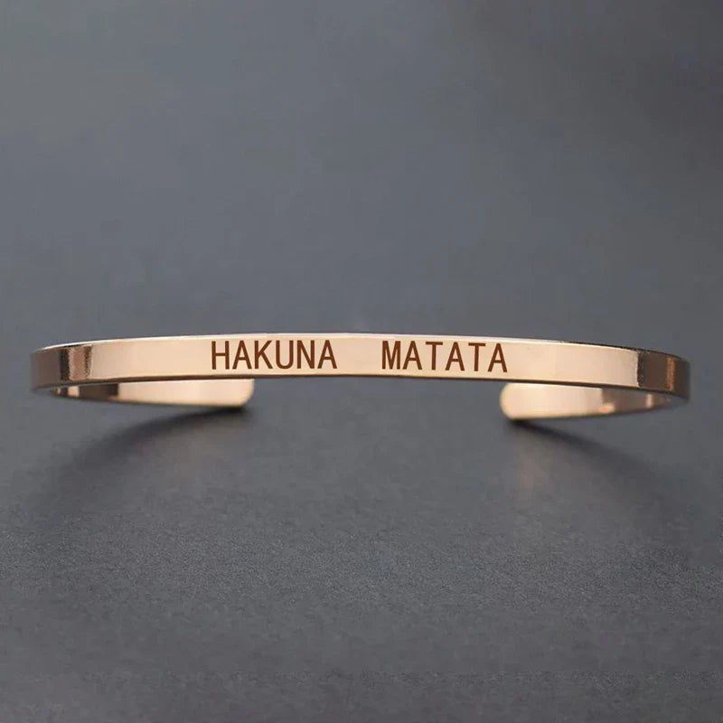 Inspirational Quotes Cuff Bracelet " DON'T WORRY BE HAPPY " Metal Engraved Bracelet
