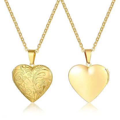 Personalized Heart Locket Necklace with Custom Photo and Name