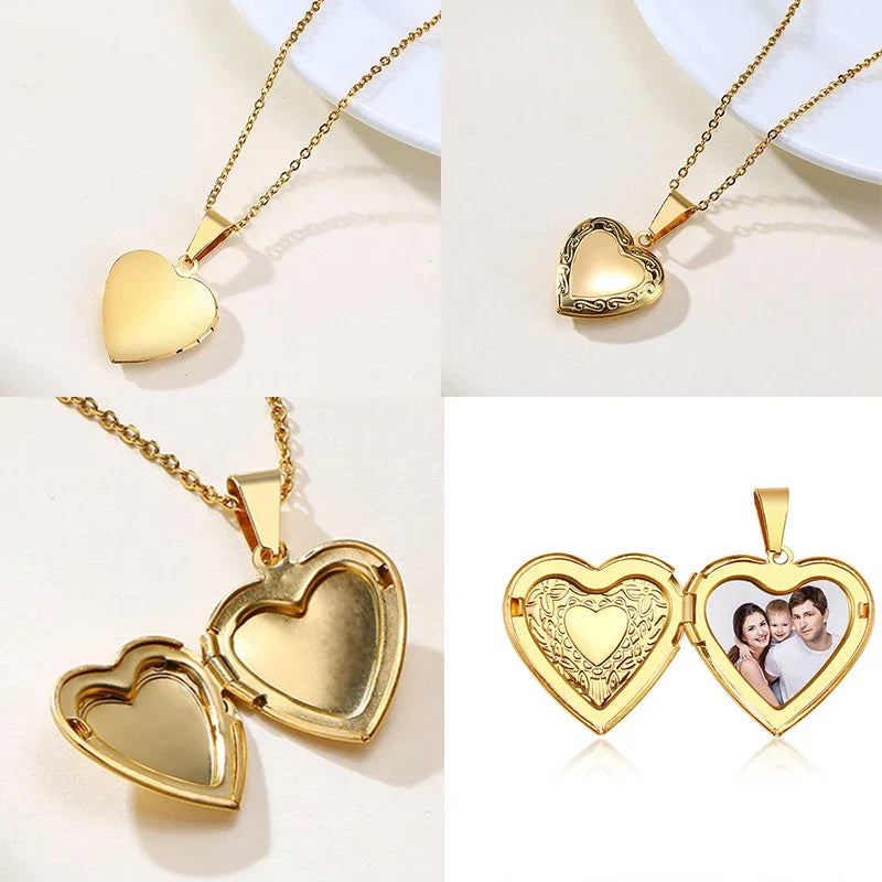 Personalized Heart Locket Necklace with Custom Photo and Name