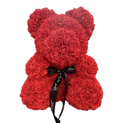 Red Rose Teddy Bear 40cm Artificial Rose Flower Gift