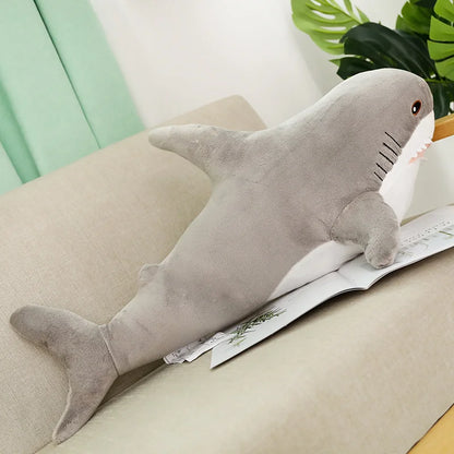 140cm Giant Shark Plush Toy - Soft Stuffed Animal Pillow for Kids