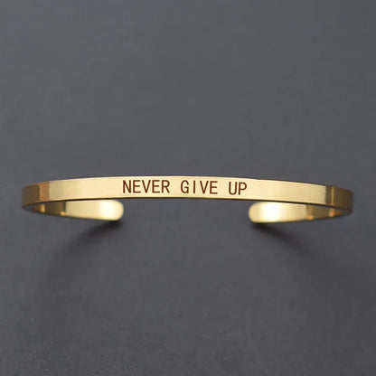 Inspirational Quotes Cuff Bracelet " DON'T WORRY BE HAPPY " Metal Engraved Bracelet