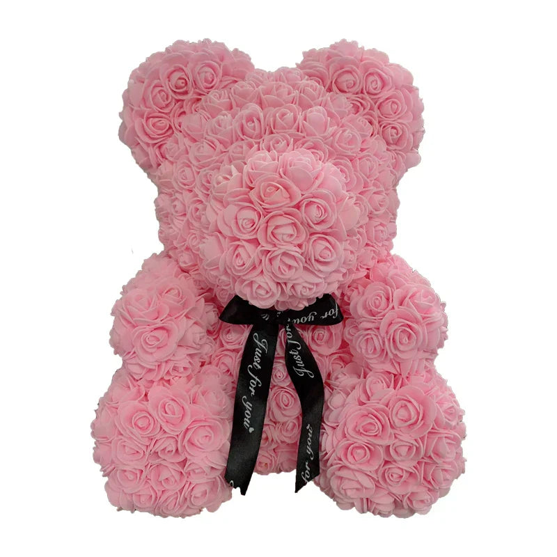 Red Rose Teddy Bear 40cm Artificial Rose Flower Gift